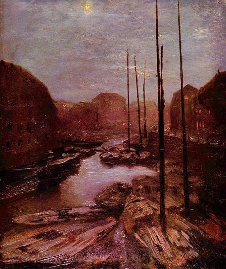 Adolph von Menzel Friedrichsgracht bei Mondschein